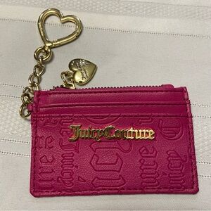 Juicy Couture Pink Key Fob Credit Card , ID & Zippered Change Case - Like New!